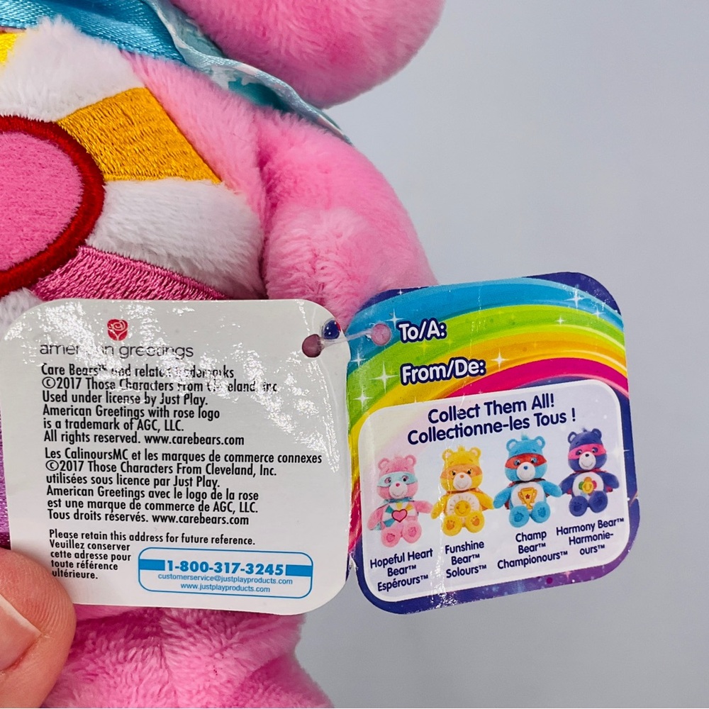 Care Bears 8” Hopeful Heart Superhero Friends Pink Bear Plush Mask Cape Stuffed - Picture 6 of 11